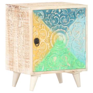 Carved Bedside Cabinet - Solid Acacia Wood 40x30x50 cm