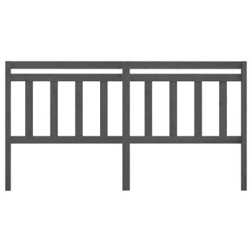 Stylish Grey Bed Headboard - Solid Pine Wood 186x4x100 cm