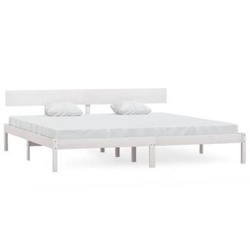 White Solid Wood Pine Bed Frame 200x200 cm | Hipomarket