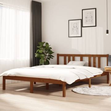 Honey Brown Solid Wood Bed Frame 140x200 cm | HipoMarket