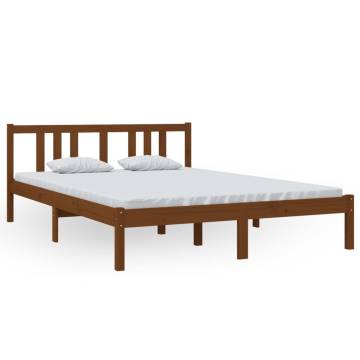 Honey Brown Solid Wood Bed Frame 140x200 cm | HipoMarket