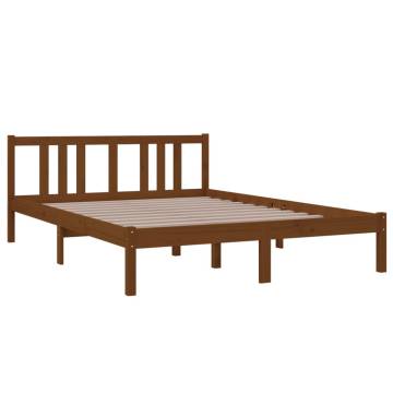 Honey Brown Solid Wood Bed Frame 140x200 cm | HipoMarket