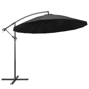 Anthracite Hanging Parasol - 3m Aluminium Pole for Sun Protection