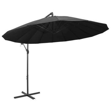 Anthracite Hanging Parasol - 3m Aluminium Pole for Sun Protection