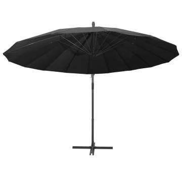 Anthracite Hanging Parasol - 3m Aluminium Pole for Sun Protection