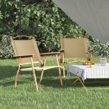 Camping Chairs 2 pcs Beige - Lightweight & Durable | Hipomarket