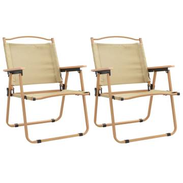 Camping Chairs 2 pcs Beige - Lightweight & Durable | Hipomarket