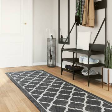 Washable Black & White Rug 80x300 cm - Anti Slip & Durable