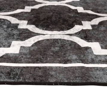 Washable Black & White Rug 80x300 cm - Anti Slip & Durable