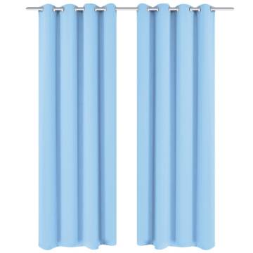 Turquoise Blackout Curtains - 2 pcs with Eyelets 135x245 cm