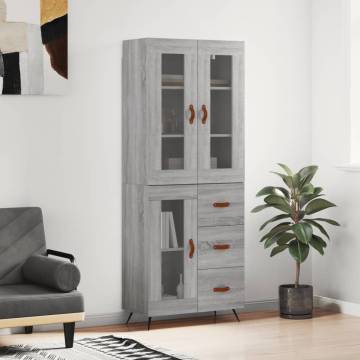 Highboard Grey Sonoma – Stylish Engineered Wood Storage | HipoMarket