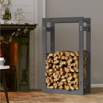 Firewood Rack Grey 60x25x100 cm - Solid Pine Wood Storage