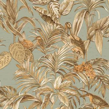 DUTCH WALLCOVERINGS Bird-of-Paradise Wallpaper | Teal Blue