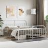 Metal Bed Frame with Headboard and Footboard White 183x213 cm Colour white Size 183 x 213 cm Model with headboard & footboard 