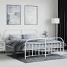 Elegant White Metal Bed Frame with Headboard & Footboard