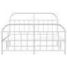 Elegant White Metal Bed Frame with Headboard & Footboard