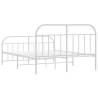 Elegant White Metal Bed Frame with Headboard & Footboard