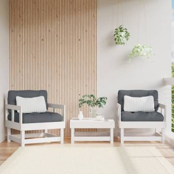 Garden Chairs with Cushions - 2 pcs White Solid Wood Pine