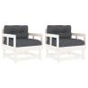 Garden Chairs with Cushions - 2 pcs White Solid Wood Pine