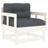 Garden Chairs with Cushions - 2 pcs White Solid Wood Pine