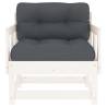 Garden Chairs with Cushions - 2 pcs White Solid Wood Pine