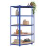 5-Layer Corner Shelf - Blue Steel & Engineered Wood | HipoMarket