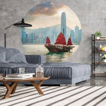 WallArt Skyline Circle Wallpaper - Stylish Home Decor