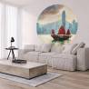 WallArt Skyline Circle Wallpaper - Stylish Home Decor