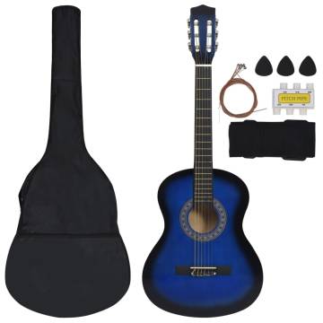 8 Piece Blue Classical Guitar Set for Kids - Beginner 36"