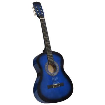 8 Piece Blue Classical Guitar Set for Kids - Beginner 36"