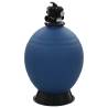 Pool Sand Filter with 6 Position Valve - Blue 660 mm | HipoMarket