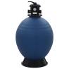 Pool Sand Filter with 6 Position Valve - Blue 660 mm | HipoMarket