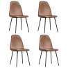 Elegant Shiny Brown Faux Leather Dining Chairs - 4 pcs Set