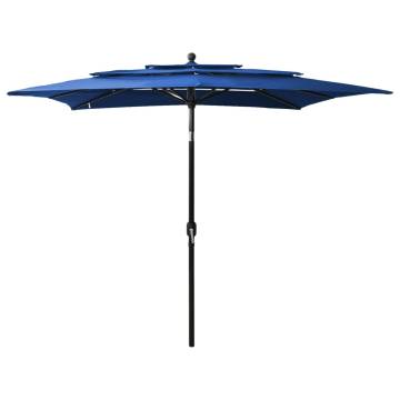 3-Tier Parasol with Aluminium Pole - Azure Blue 2.5x2.5 m