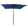 3-Tier Parasol with Aluminium Pole - Azure Blue 2.5x2.5 m