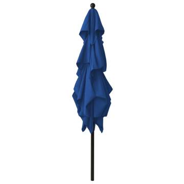 3-Tier Parasol with Aluminium Pole - Azure Blue 2.5x2.5 m