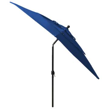 3-Tier Parasol with Aluminium Pole - Azure Blue 2.5x2.5 m