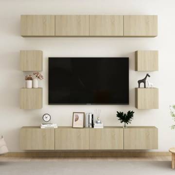 8 Piece Sonoma Oak TV Cabinet Set | Stylish & Practical Storage