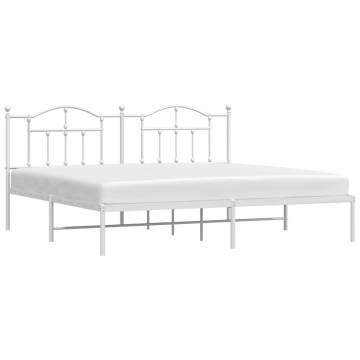 Metal Bed Frame with Headboard White 200x200 cm - Hipomarket