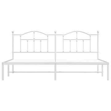 Metal Bed Frame with Headboard White 200x200 cm - Hipomarket