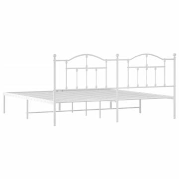 Metal Bed Frame with Headboard White 200x200 cm - Hipomarket