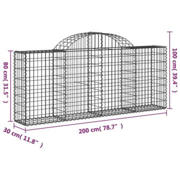 Arched Gabion Basket 200x30x80/100 cm - Galvanised Iron