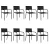 9 Piece Garden Dining Set - Black Poly Rattan & Steel