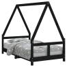 Kids Bed Frame Black 80x160 cm Solid Pine Wood | HipoMarket