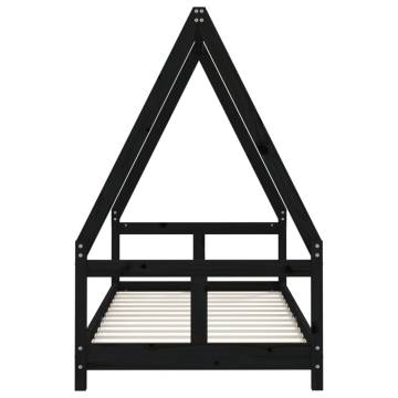 Kids Bed Frame Black 80x160 cm Solid Pine Wood | HipoMarket