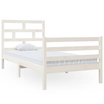 White Solid Pine Bed Frame 90x200 cm | Hipomarket