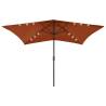 Parasol with LEDs and Steel Pole Terracotta 2x3 m Colour terracotta Quantity in Package 1 