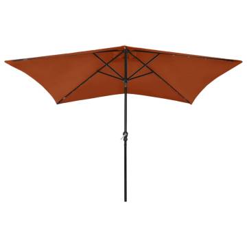 Terracotta LED Parasol - 2x3m Steel Pole for Outdoor Use