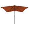 Terracotta LED Parasol - 2x3m Steel Pole for Outdoor Use