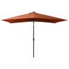 Terracotta LED Parasol - 2x3m Steel Pole for Outdoor Use